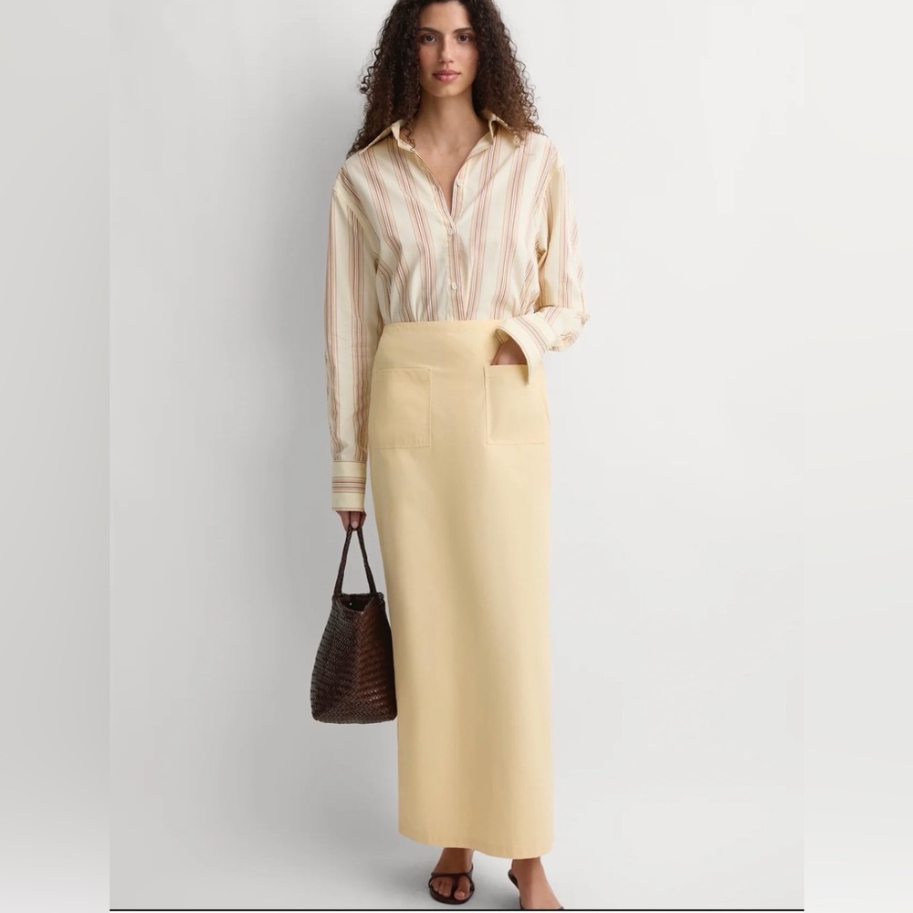 NWT Faithfull the Brand Cream Maxi Pencil Skirt with Patch Pockets